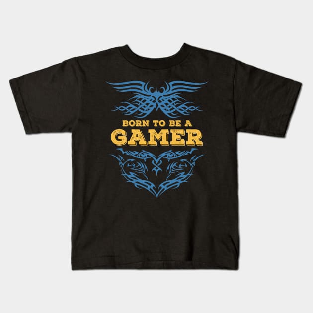 Born to be a GAMER Tribal Tattoo insignia gaming style Kids T-Shirt by Naumovski